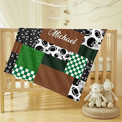 Munific Football Rugby Baby Blanket with Name