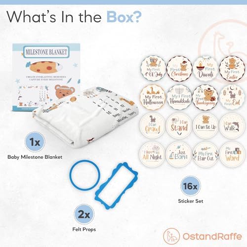 OSTANDRAFFE Monthly Baby Milestone Blanket for Boy