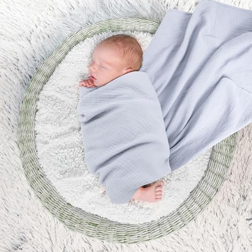 Susurration Muslin Swaddle Blanket 100 Cotton 40x40in 2Pack Navy Blue