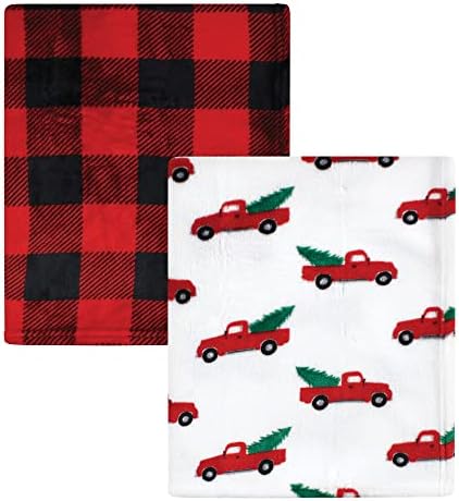 Hudson Baby Christmas Tree Truck Plush Blanket 30x36 Inches