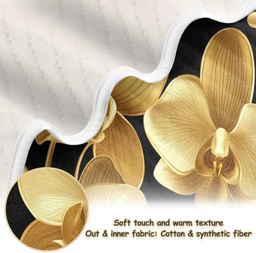 Burbuja Golden Orchid Flowers Baby Blanket 30x40