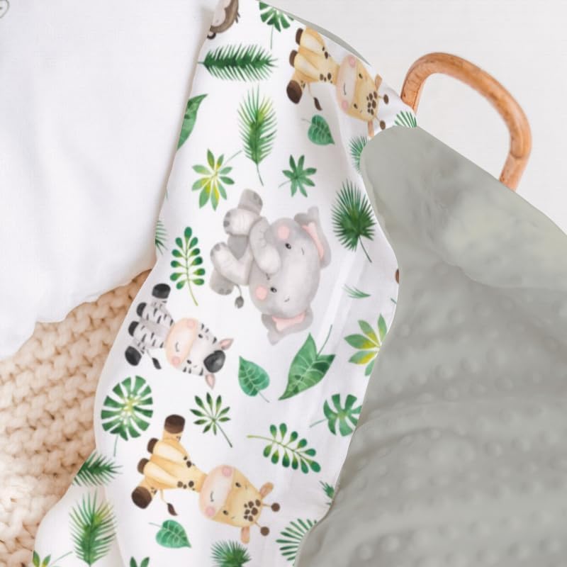 Safari Jungle Animals Mink Blanket with Dotted Backing