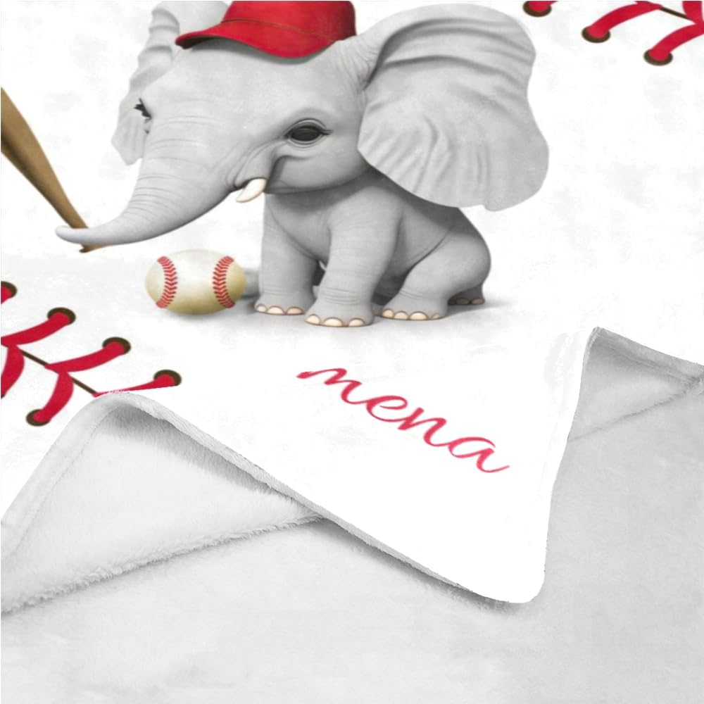 Personalized Baseball Elephant Baby Blanket 30x40inch