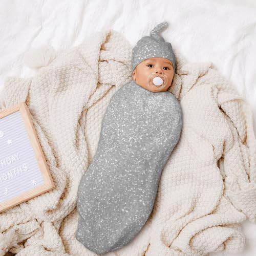 Soft Stretchy Faux Sparkly Silver Glitter Baby Blanket Set