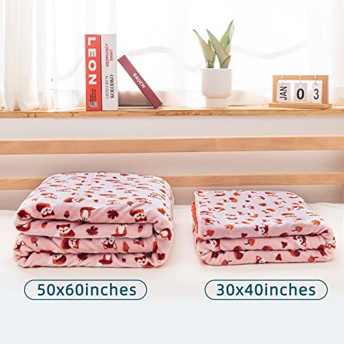 DaysU Plush Flannel Sherpa Baby Blanket with Fox Print 1