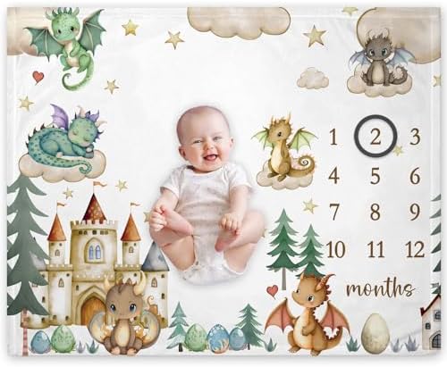 Yuzioey Boy Dragon Growth Tracking Blanket 50x40