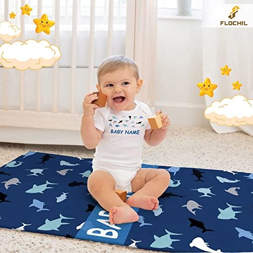 FLOCHIL Personalized Baby Blanket with Name and Elephants