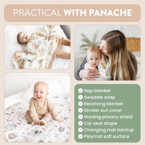 Natchiketa Organic Cotton Muslin Blanket - 10 Layers Soft Baby Quilt for Swaddling