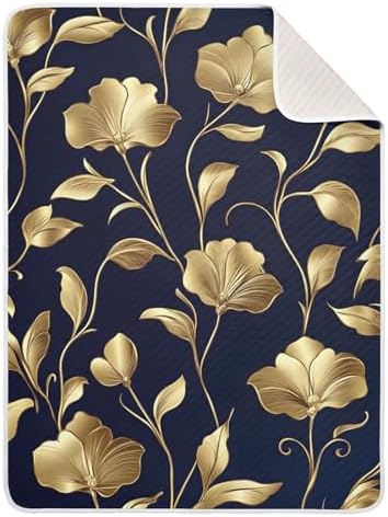 WELLDAY Golden Flowers Baby Blanket 30x40 Inch
