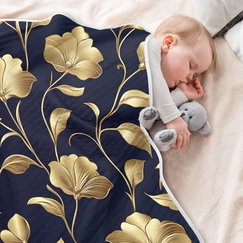 WELLDAY Golden Flowers Baby Blanket 30x40 Inch