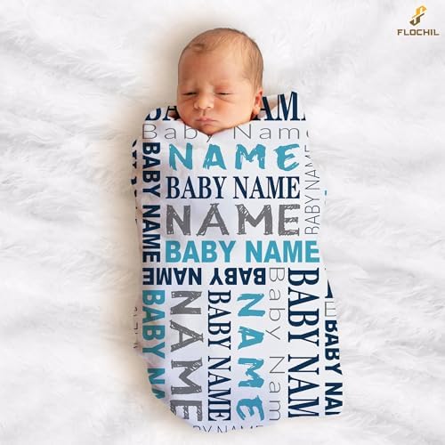 FLOCHIL Personalized Baby Blanket for Boys - Custom Name Monogram