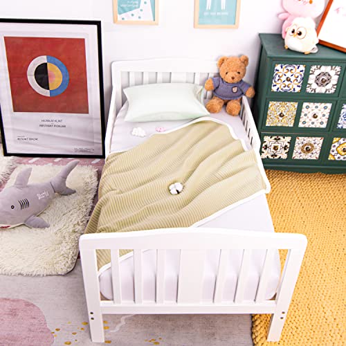 NTBAY Jersey Cotton Quilted Toddler Blanket - Camel Stripe 30x40 Inches