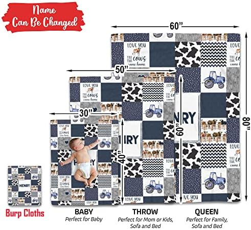 Personalized Cow Print Baby Blanket with Name