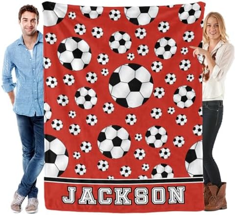 Deven Soccer Red Personalized Baby Blanket - 30x40 Inches