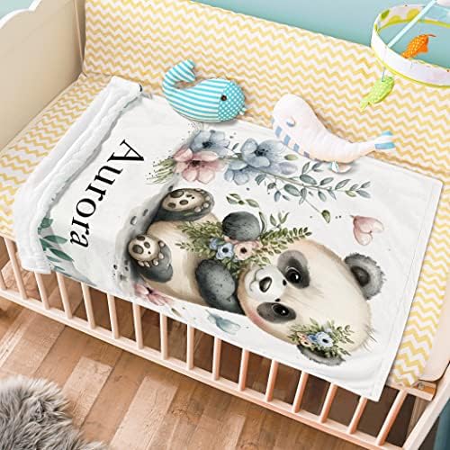 Novusopt Custom Baby Blanket with Name - Panda Design 30x40