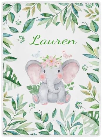 Deven Green Leaves Elephant Cooling Blanket for Toddler Customized 30x40 Inch
