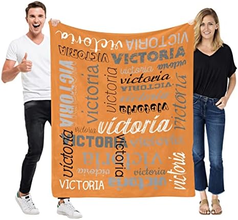 Personalized Orange Baby Blanket with Name for Boys Girls