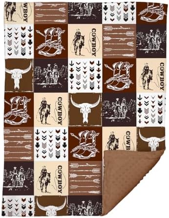 Western Baby Blanket for Boys Girls Soft Minky Bed Blanket