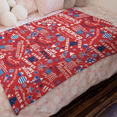 Patriotic 4th of July Baby Blanket with Stars and Stripes