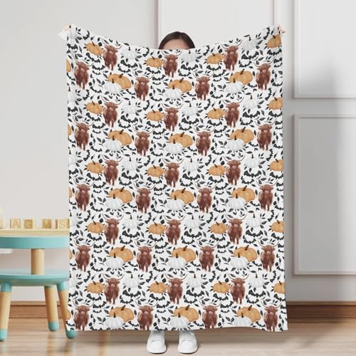Highland Cows Flannel Baby Blanket for Boy Girl
