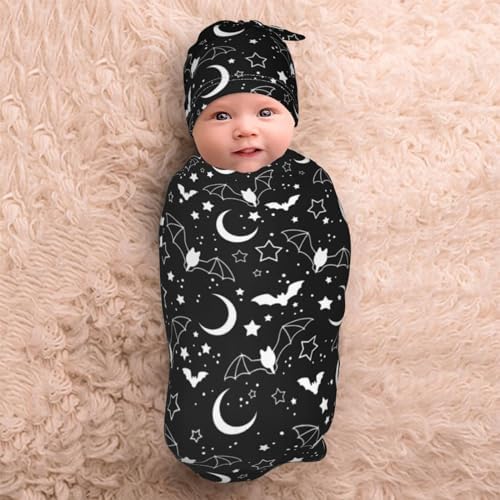 Halloween Bat Swaddle Blanket Hat Set for Newborns