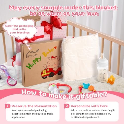 Baby Blanket - Ultra Soft Checkered Gift Box with Rainbow Pattern 30x40 Inches Beige