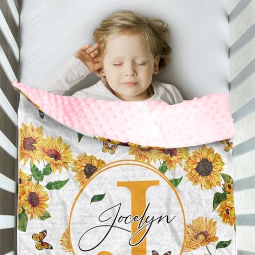 Personalized Baby Blanket with Name - Yellow Flowers Pattern