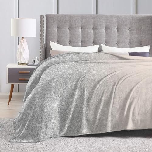 Girly Silver Glitter Ombre Flannel Blanket - Double Sided