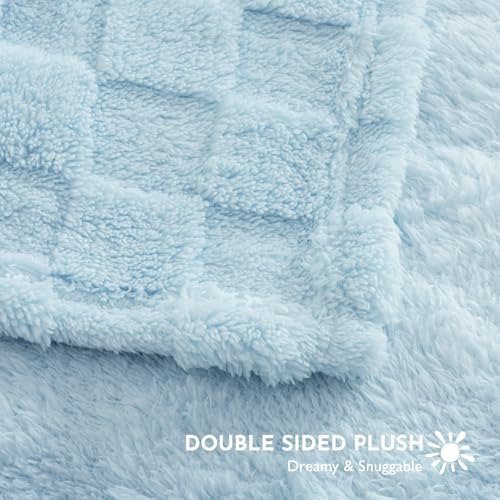 Checkered Double-Sided Fleece Baby Blanket - Blue 30x40 Inches