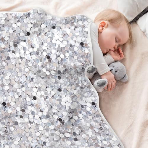 Wassud White Sequins Baby Blanket 30x40 in