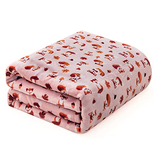 DaysU Plush Flannel Sherpa Baby Blanket with Fox Print 1