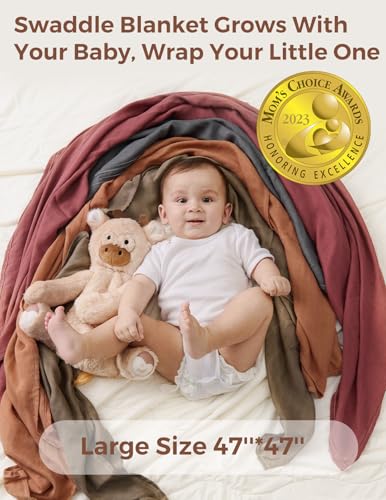 Momcozy Muslin Swaddle Blankets 4-Pack 47 x 47 Inches