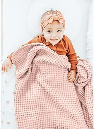 Konssy Waffle Baby Blanket - Soft Cozy Lightweight Ideal for Wrapping Pink