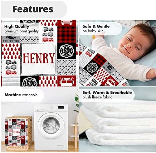 VibeCustom Personalized Firefighter Baby Blanket