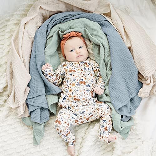 Konssy 3 Pack Muslin Swaddle Blankets for Newborn 1