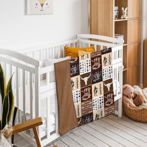 Western Baby Blanket for Boys Girls Soft Minky Bed Blanket