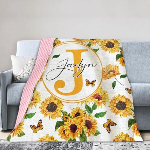 Personalized Baby Blanket with Name - Yellow Flowers Pattern