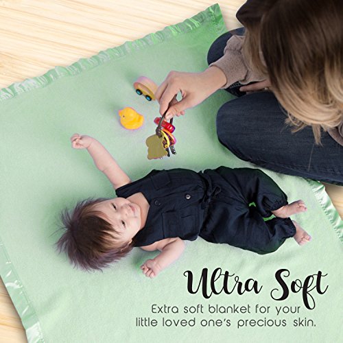 Bamboo Rayon Toddler Security Blanket - Soft Light Green with Satin Edging