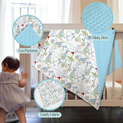 Mink Baby Blanket with Dotted Backing Golf Pattern
