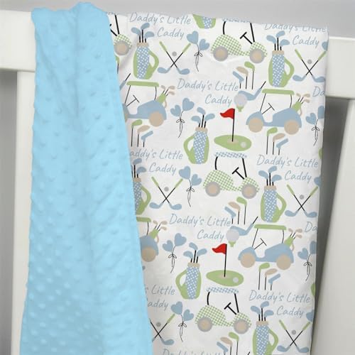 Mink Baby Blanket with Dotted Backing Golf Pattern