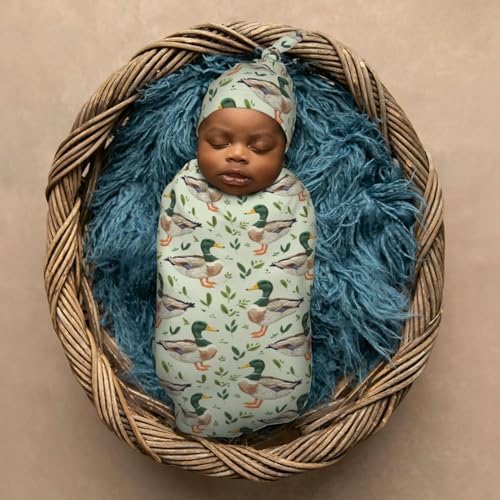 Muishi Farm Animal Mallard Duck Swaddle Blanket Hat Set 1