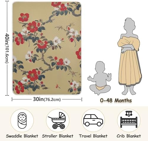 WELLDAY Baby Blanket - Japanese Tea Tree Floral 30x40 Inch 1