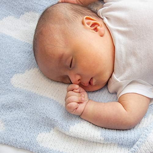 Living Textiles Blue Clouds Chenille Baby Blanket Reversible
