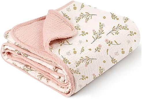 Konssy Muslin Blanket 40x36 Inch Floral Baby Blanket