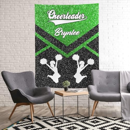 Custom Cheer Green Baby Blanket with Name for Newborn