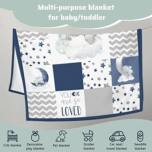 HawSkgFub Dream Big Little One Star Baby Blanket Navy Blue
