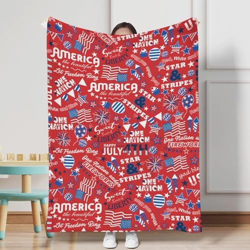 Patriotic 4th of July Baby Blanket with Stars and Stripes