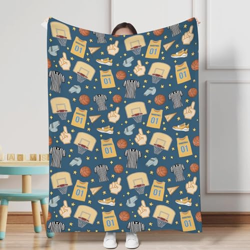 Ultra Soft Flannel Basketball Blanket for Kids and Babies
