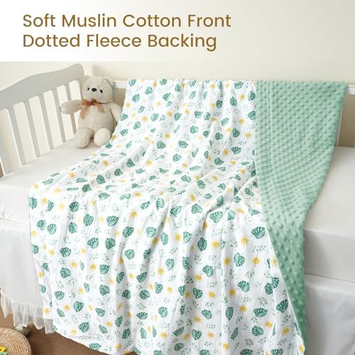 Davids Kids Muslin Minky Baby Blanket Leaf