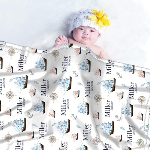 Personalized Custom Baby Blanket - Nautical Ship Decor